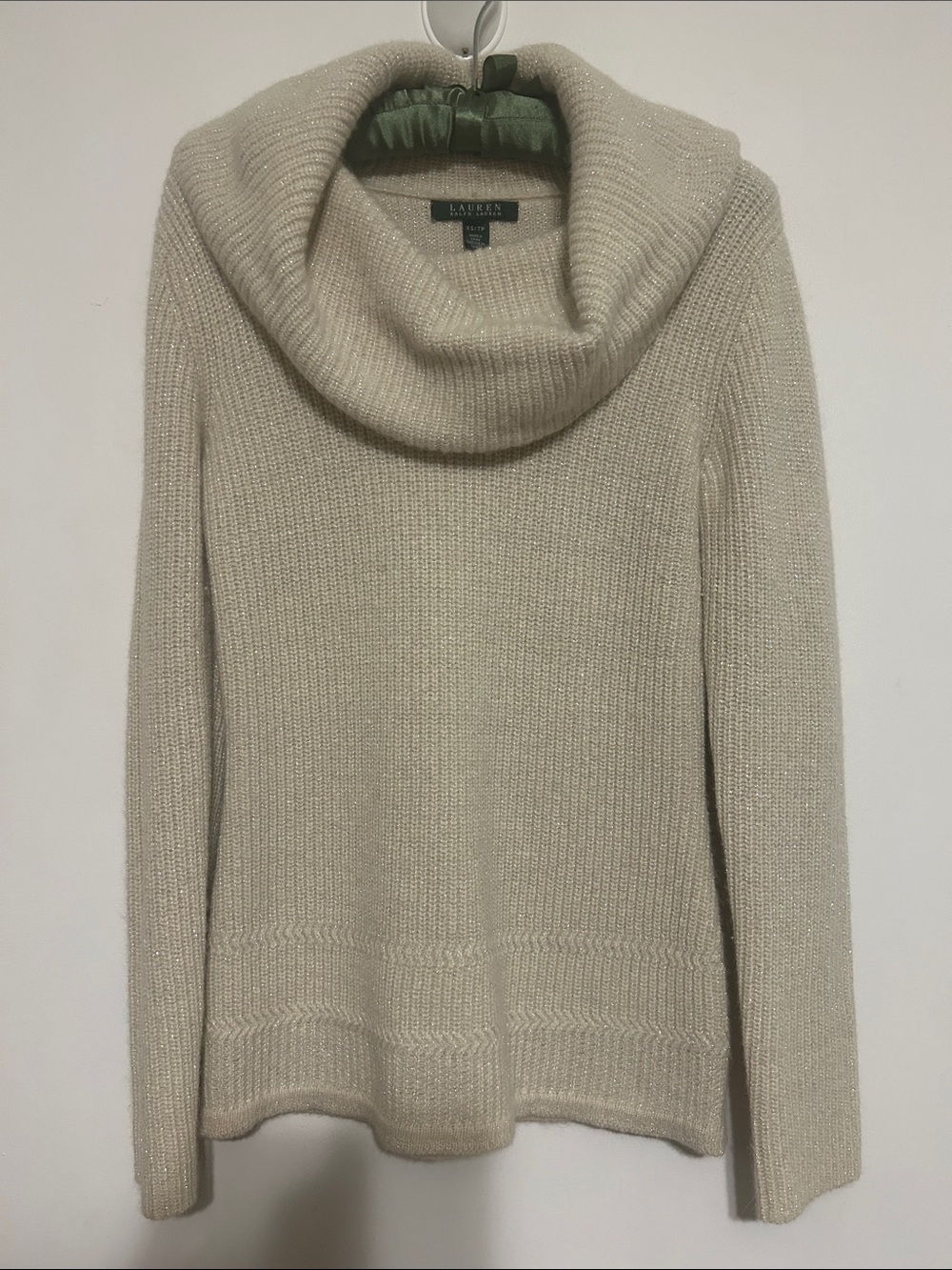 Ralph Lauren Shimmery Cream Cowl Neck Sweater